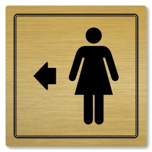 WC ženy vlevo, 80x80mm, zlatá, Utah